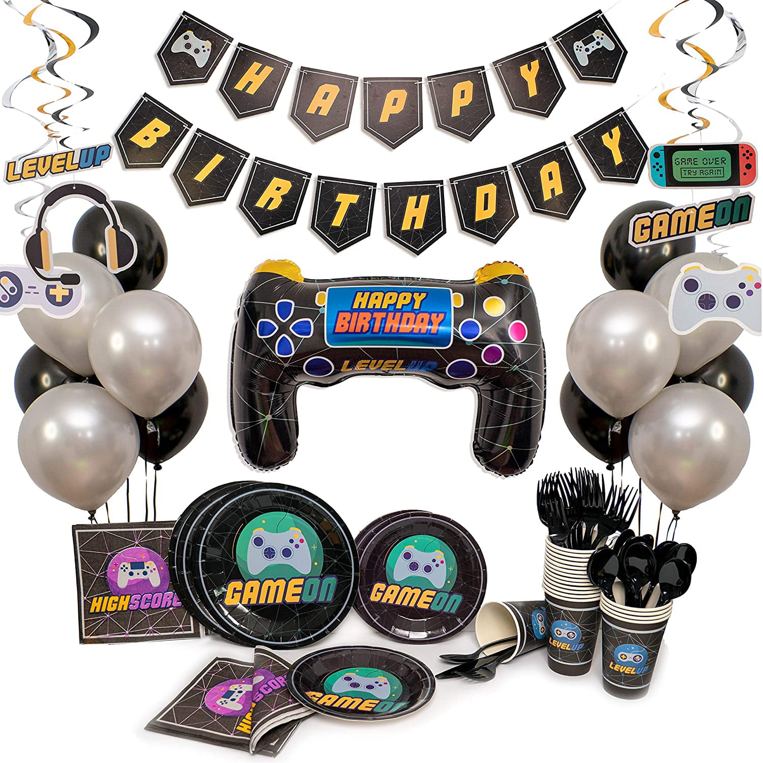 Details about   Video Game Party Supplies-Game Birthday Party Decoration  For Boy Gamer Birthday