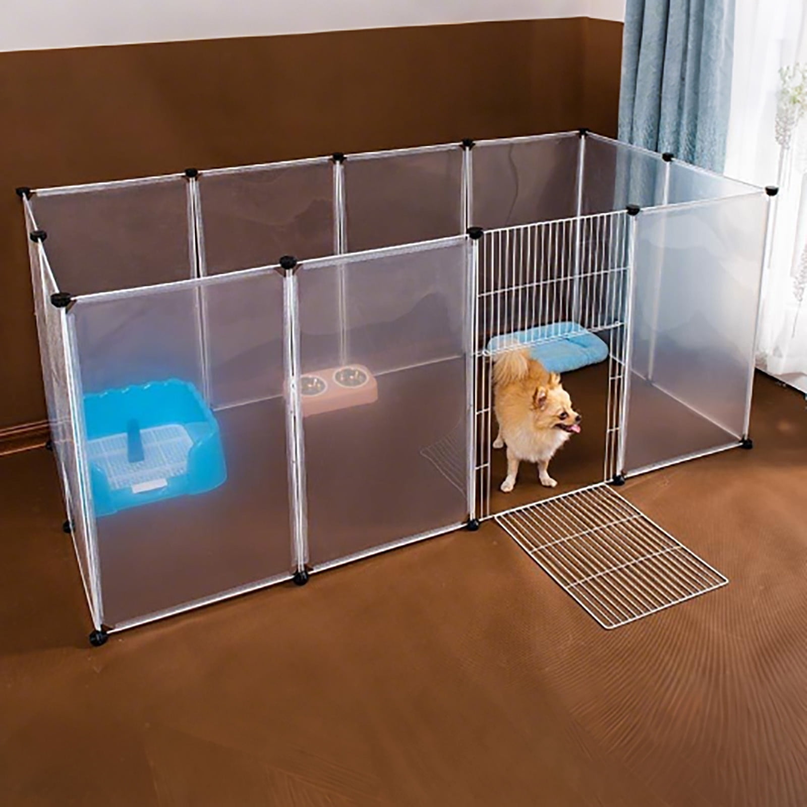Small Animal Playpen,6-Panel Portable Indoor Outdoor Pet Play Pen for Puppies, Kittens,Rabbits,Guinea Pigs & Ferrets,Expandable Puppy Pen with Door for Easy Access, Durable Exercise Enclosure