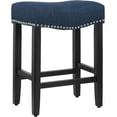 thumbnail image 3 of SEEKOL 24" Upholstered Bar Counter Stool - Nail Head Trim, Soft Padding, and Black Wooden Legs for Ultimate Comfort Grey 24", 3 of 8