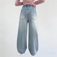 thumbnail image 5 of Amidoa Girls Wide Leg Jeans- Baggy Cute Casual Elastic Waist Denim Pants Blue Size 14, 5 of 6