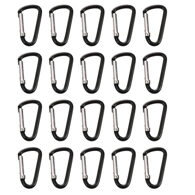 20Pzs Gancho Mosqueton Cadena de Llave de de Presion de Aleacion de Aluminio En Forma de D Negro
