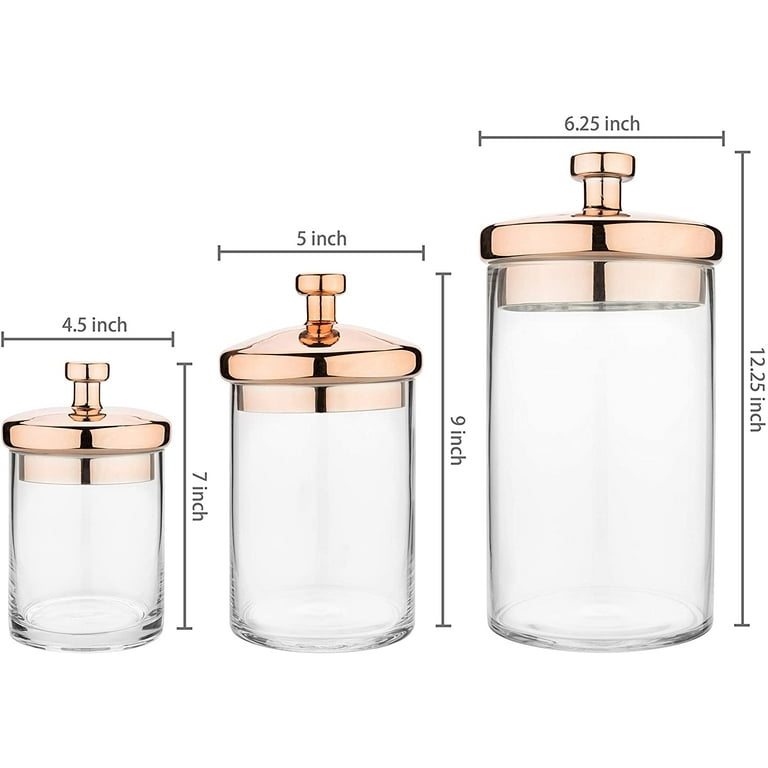 9 Inch Clear Decorative Glass Jars With Metal Lids Set Of 3