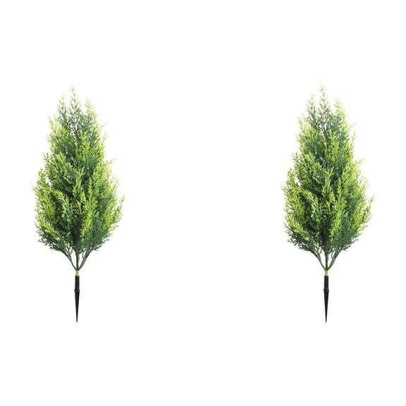 YWIYIUD 2PCS Christmas Trees 20inch Small Flocked Christmas Trees with Stakes Artificial Xmas Trees Porch Decorations for Outdoor Indoor Front Porch, Garden, Patio, Home Decor