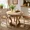 Light Oak, variant on Farmhouse Round Dining Table, Small Curved Leg Side Table with Drawers, Distressed Wood End Table Coffee Table for Dinette Kitchen, Natural Wood Grain, Light Oak