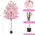 thumbnail image 3 of 6FT Artificial Cherry Blossom Tree, Fake Pink Sakura Faux Silk Plant in Pot, Lifelike Decorative Tree for Indoor Home Office Wedding Party Outdoor Decor, No Maintenance, 3 of 11