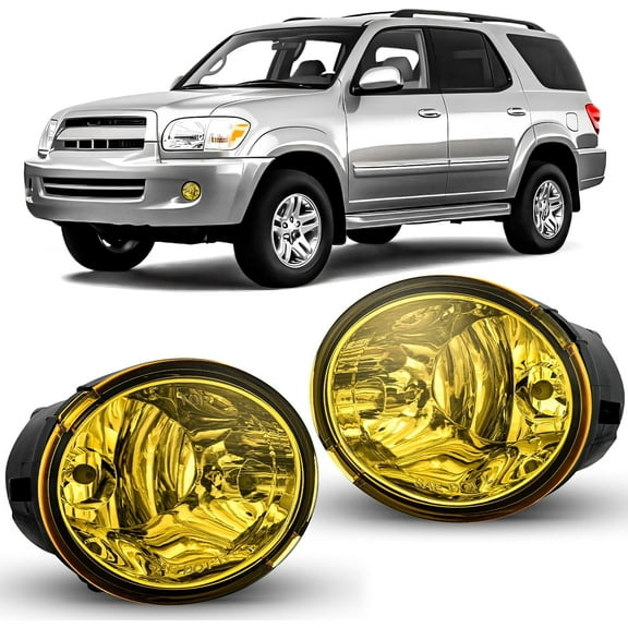 Nilight Fog Lights Assembly Compatible with 2001 2002 2003 2004 2005 2006 2007 Toyota Sequoia 2000-2006 Toyota Tundra(NOT fit steel front bumper models) with 9006 12V 51W Bulbs Amber Lens