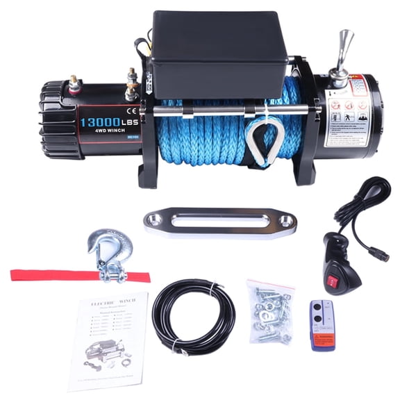 SCITOO - 12V 13000LBS Electric Winch Synthetic Rope Truck For Jeep 13000LB Trailer 4WD