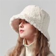 thumbnail image 4 of Prolriy Winter Hats for Women, Women's Fuzzy Bucket Hat Solid Color Warm Plush Fisherman Hat Lei Feng Hat Womens Hats Bucket Hat White, 4 of 5