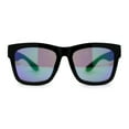 thumbnail image 2 of Kush Color Mirror Hipster Oversize Horn Rim OG Sunglasses Shiny Black Teal Mirror, 2 of 4
