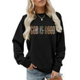 thumbnail image 2 of ClodeEU Sweatshirts for Women，Letter Print Round Neck Pullover,Casual Fashions Tops Black,Womens Plus XL, 2 of 8
