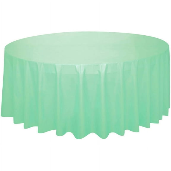 Mint Green Plastic Party Tablecloth, Round, 84in
