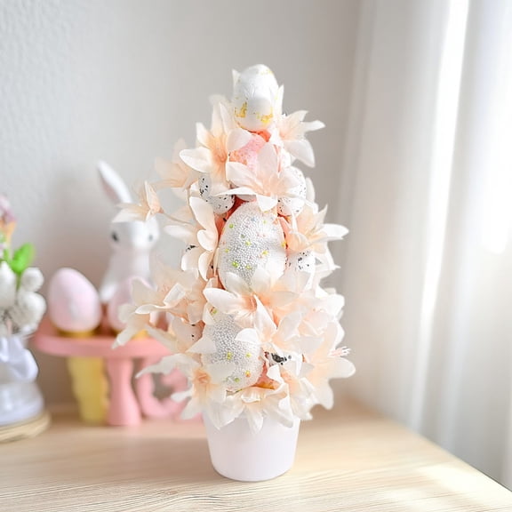 Easter Potted Tabletop Display – Colorful Egg and Green Plant Decoration for Spring Home, Windowsill & Desktop Decor, Gift for Family & Friends