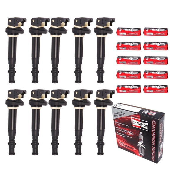 Set of 10 ISA Ignition Coil & 10 Iridium Spark Plug for 2006-2010 BMW M5 2006-2010 BMW M6 V10 5.0L Replacement For UF572,9409