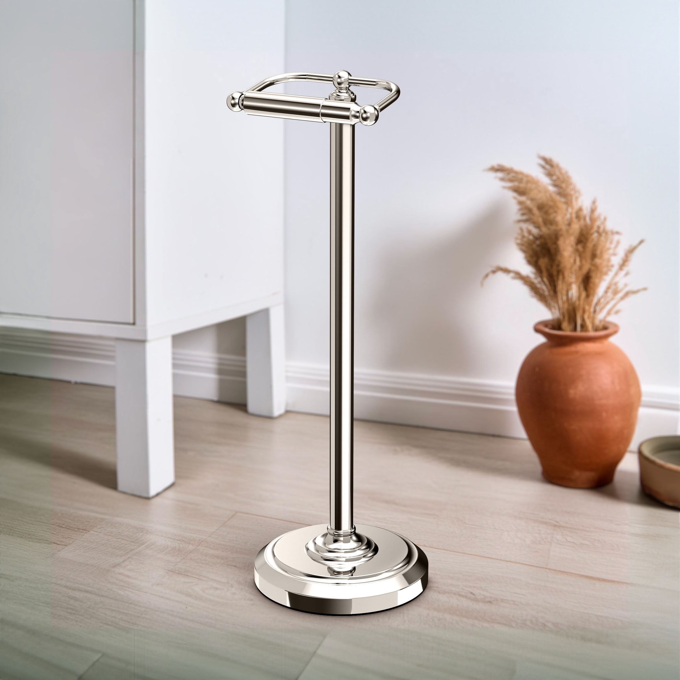 Gatco 1436PN Pedestal Standing Toilet Paper Holder, Polished Nickel