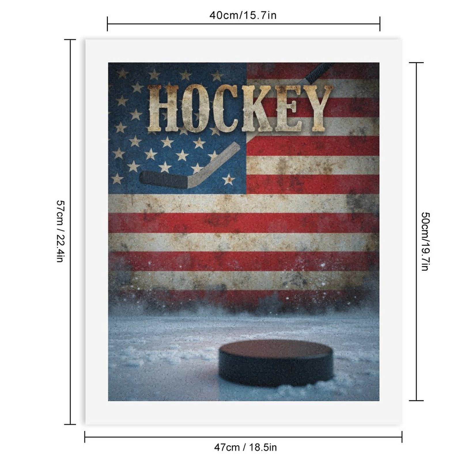 Paint by Numbers Kit for Adults, Ice Rink American Flag Hockey Puck Paint by Numbers, Easy Paint by Numbers Kit for Adults Beginner, DIY Adult Paint by Number Kits on Canvas, Home Decor