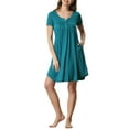 thumbnail image 2 of Unique Bargains Women's Sleepwear Soft Button with Pockets Short Sleeve Lounge Nightgown S Green, 2 of 6