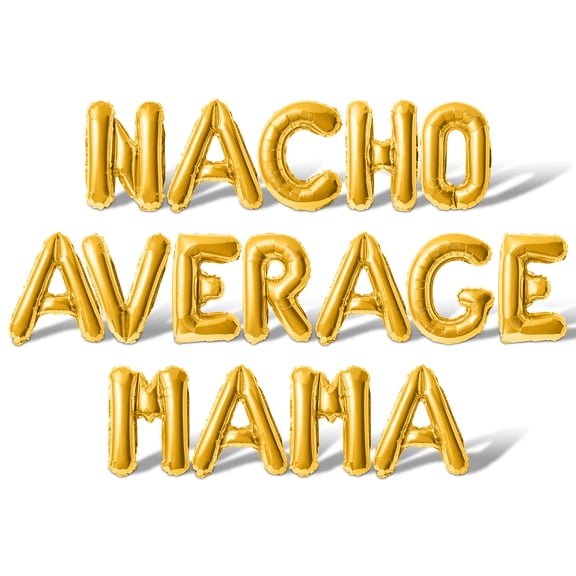Letter Balloons - NACHO AVERAGE MAMA 16" Inch Alphabet Letters Foil Mylar Balloon Baby Shower Party Banner (Gold)