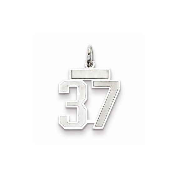 FB Jewels Sterling Silver Rhodium-plated Small Satin Number 37 Charm