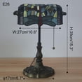 thumbnail image 2 of FSLiving Tiffany Style Table Lamp with 10.6（in） Dragonfly Stained Glass LampShade Vintage Style Pull Chain Switch Banker Desk Light E26 Antique Table Light for Decor Living Room, 2 of 7