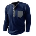 thumbnail image 2 of Camisetas Henley de Larga Raglán para Hombre, Informales, Ajustadas y A . Azul Real S, 2 of 6