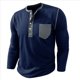 thumbnail image 2 of Camisetas Henley de Larga Raglán para Hombre, Informales, Ajustadas y A . Azul Real M, 2 of 6