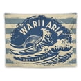 thumbnail image 5 of Nawypu  Modern Tapestry, Pacific Waves Surf Camp and Hawaii Logo Motif Effects Design, Wide Wall Hanging for Bedroom Living Room Dorm, Khaki Slate Blue, 5 of 6