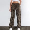 thumbnail image 2 of Casual Pants for Women Elastic Waist Loose Casual Patchwork Leopard Print Wide Leg Trousers, 2 of 4
