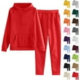 thumbnail image 2 of Girls Sweatsuits 2 Piece Set Kids Solid Color Hoodie and Sweatpants Set for Girls Athletic Tracksuits Joggers Sets Outfits,Red 11-12 Years, 2 of 3