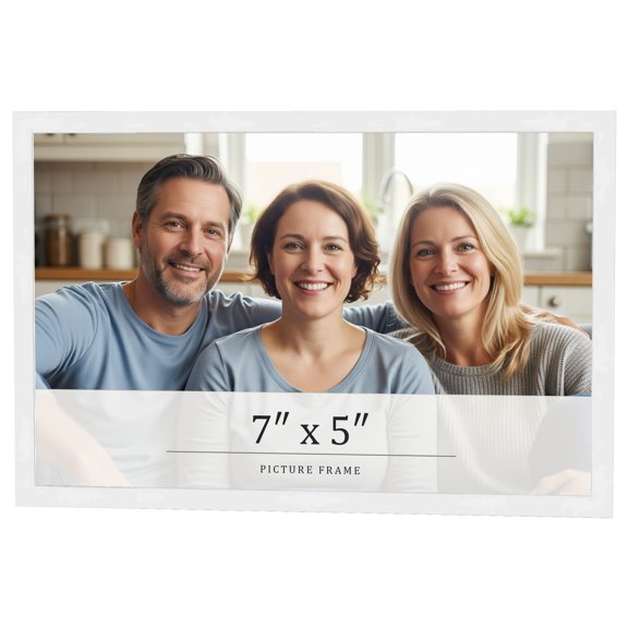 7x5 Frame White Real Wood Picture Frame Width 0.75 inches | Interior Frame Depth 0.5 inches |