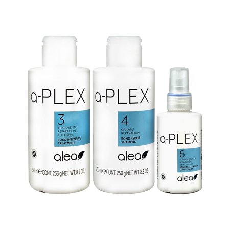Alea a-Plex 3 Bond Intensive Treatment 8.2oz + 4 Bond Repair Shampoo 8.8oz + 6 Bond Seal Leave-on Conditioner 3.9oz + 3 Processing Cap