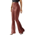 thumbnail image 1 of Pantalones acampanados de terciopelo dorado con cintura alta y color sólido sexys para mujeres europeas y americanas, 1 of 6