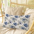 thumbnail image 4 of Navy Blue Floral Pillow Covers, Linen Long Throw Pillow Case, Vintage Flowers Elegant Pastoral Rustic Holiday Pillow Protector Decorative Cushion Cover for Living Room/Bedroom 16" x 24", 4 of 8