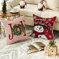 thumbnail image 4 of Merry Christmas Let It Snow Joy Stripes Gift Box Red Throw Pillow Covers, 16 x 16 Inch Xmas Tree Holiday Cushion Case Decoration for Sofa Couch Set of 4, 4 of 7