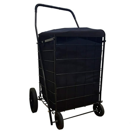 Collapsible Utility Cart (MegaCart Fold-Up Collapsible Folding Grocery Laundry Shopping Utility Cart by SCF (Black) with)