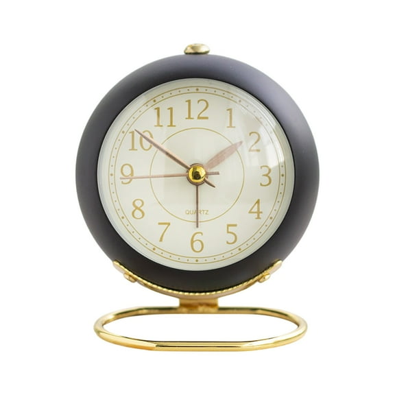 Analog Alarm Clocks,Retro Backlight Cute Simple Design Small Desk Clock with Night Light,Silent Non-Ticking,Battery Powered,for Kids,Bedroom ,Travel,Kitchen,Bedside Desktop(Black)