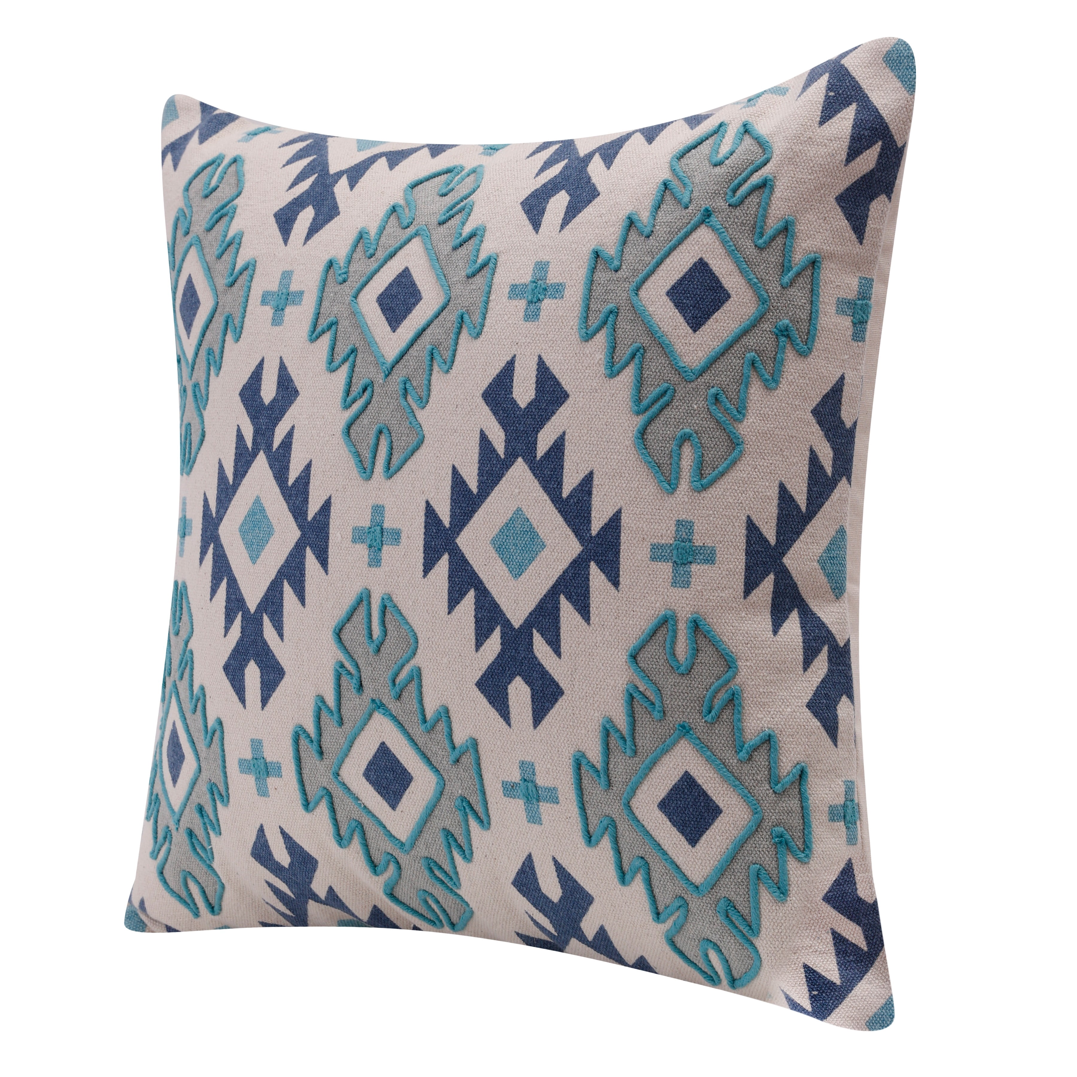 Harlow Hill Navy/Light Gray Geometric 20" x 20" Cotton Adult Decorative Feather Filled Pillow