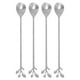 thumbnail image 1 of 1 Set 4pcs Spmoons de mezcla de acero inoxidable de 4pcs Cucharas de café de mango largo (plata), 1 of 5