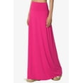 thumbnail image 3 of TheMogan Women's Casual Lounge Solid Foldable High Waist Draped Jersey Relaxed Long Maxi Skirt Hot Pink XL, 3 of 7