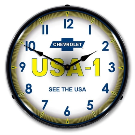 Collectable Sign and Clock Chevrolet USA 1 LED Lighted Premium Wall Clock