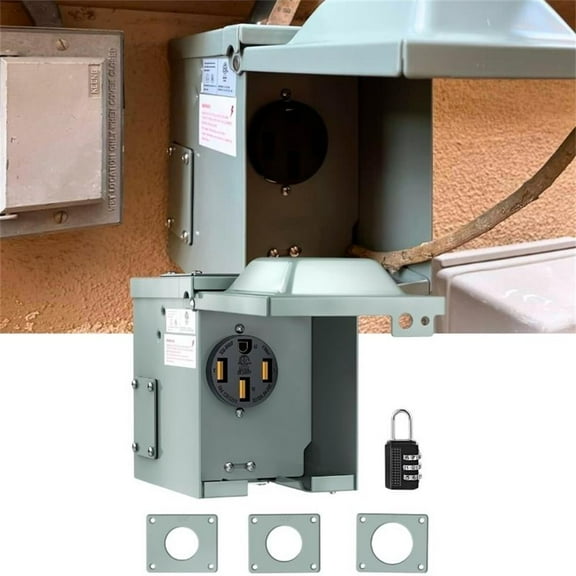 Nilight 50A RV EV Power Outlet Box 125/250V NEMA 14-50R Receptacle Heavy Duty Predrilled ETL Listed Enclosed Lockable Box for Camper Caravan Van