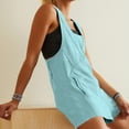 thumbnail image 7 of Women's Summer Casual Sleeveless Rompers Loose Spaghetti Strap Denim Shorts Overalls Jumpsuit with Pockets, 7 of 7