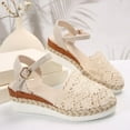 thumbnail image 5 of Mepaouo 2025 Women's Platform Wedge Sandals Closed Toe Espadrilles Hollow out Canvas Dressy Shoes, 5 of 8