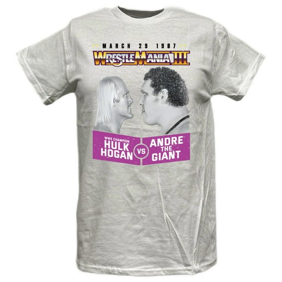 Wrestlemania 3 Hulk Hogan Andre the Giant Mens White T-shirt XL