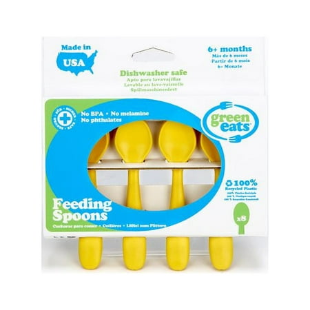Green Eats 8 Pack Feeding Spoons, Yellow Multi-Colored