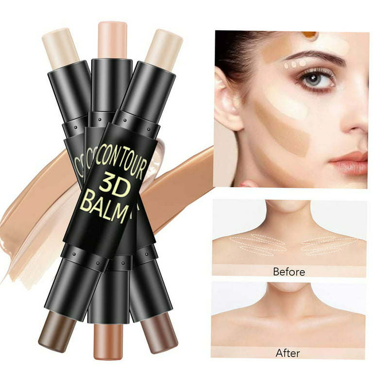 Dual-ended Highlight & Contour Stick Make up Concealer Kit for 3D Face  Shaping Body Shaping Make up Set 3PCs