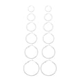 thumbnail image 1 of 6Pairs/Set Women Fashionable Big Hoop Earrings Alloy Large Loop Circle Ear Rings (Silver), 1 of 7