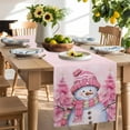 thumbnail image 2 of Table Runner 72 Inches Long for Kitchen Dining, Pink Snowman Christmas Dresser Scarf Farmhouse, Dining Table Decorations for Wedding/Parties, Xmas Tree Winter Snowflake Pink 13 x 72 In, 2 of 9