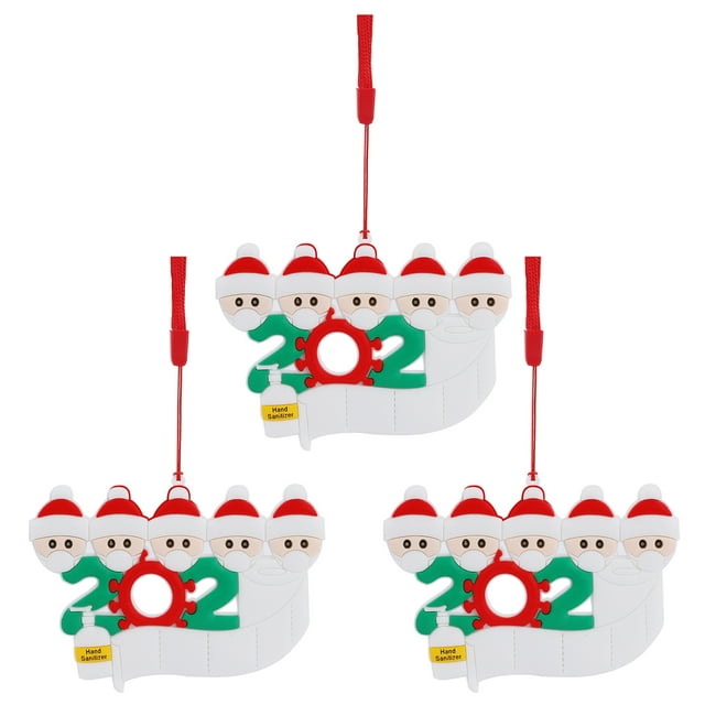 3 uds DIY nombre bendición personalizado muñeco de nieve árbol de Navidad colgante adorno de Navidad 5 personas