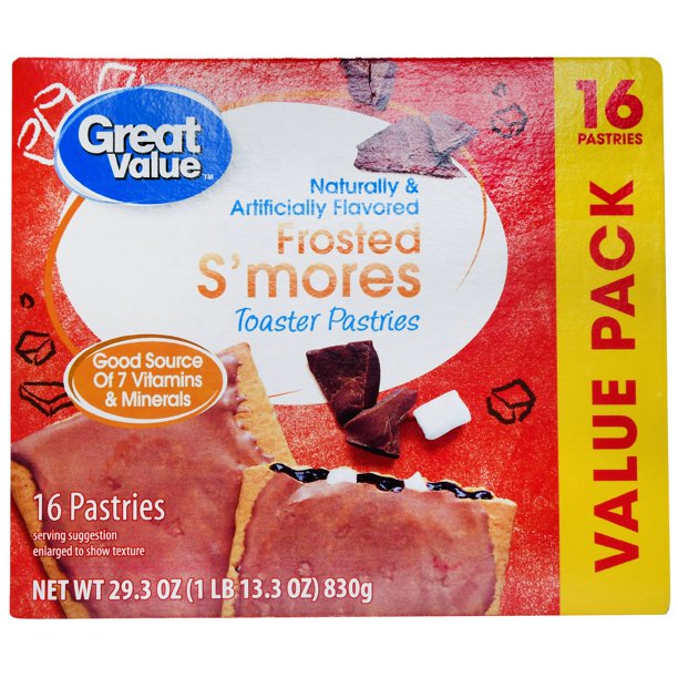 Great Value Frosted Toaster Pastries, S'mores, 29.3 oz, 16 Count