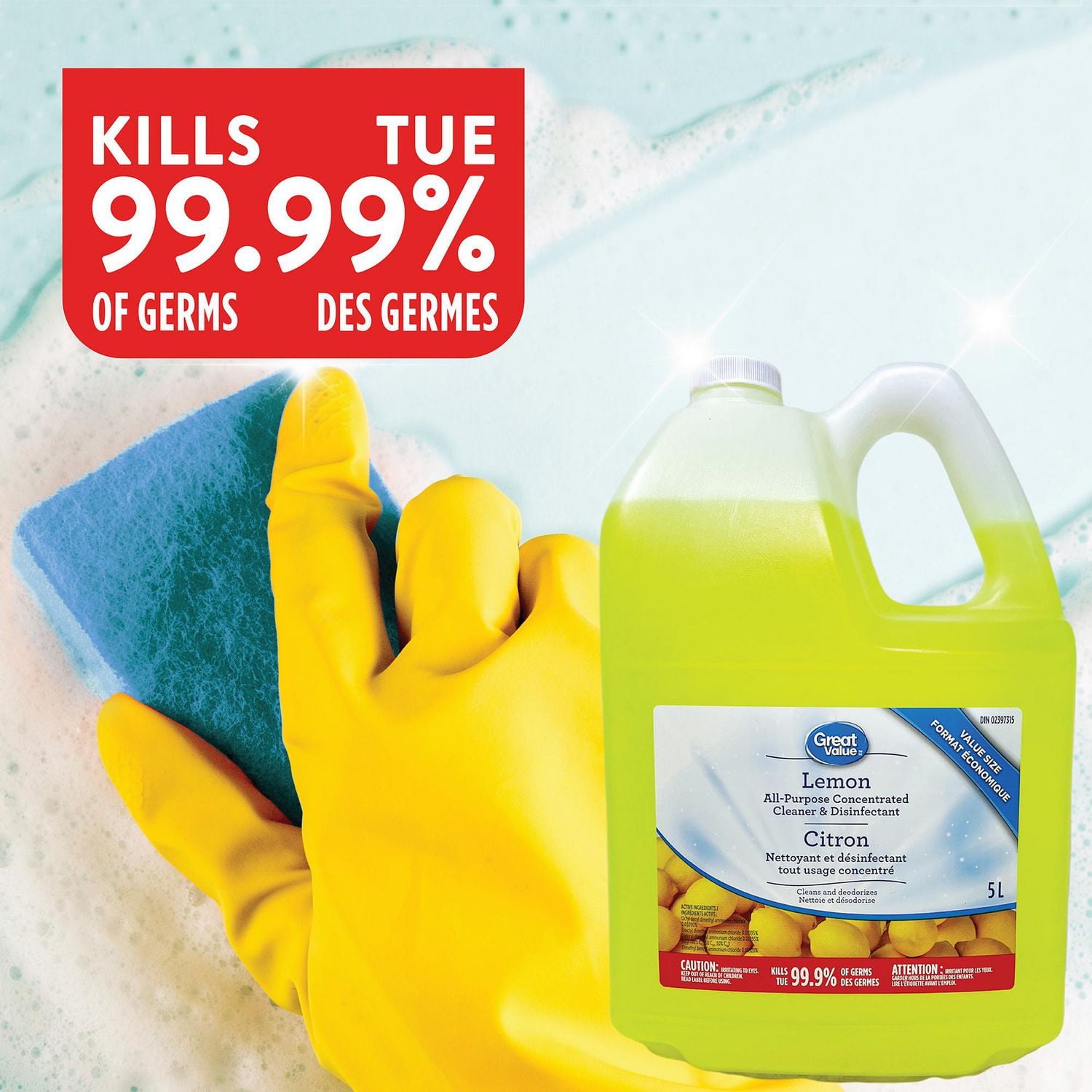Great Value Lemon All-Purpose Concentrated Cleaner and Disinfectant, 5 L